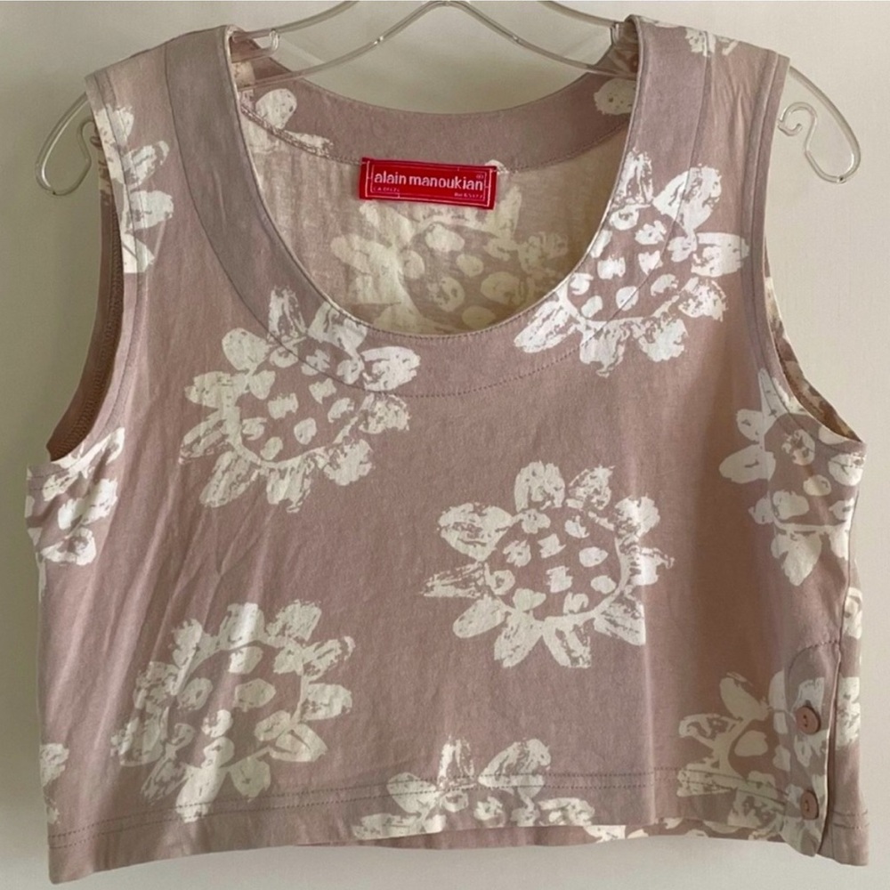 ALAIN MANOUKIAN Floral BoHo Print Crop Top size S